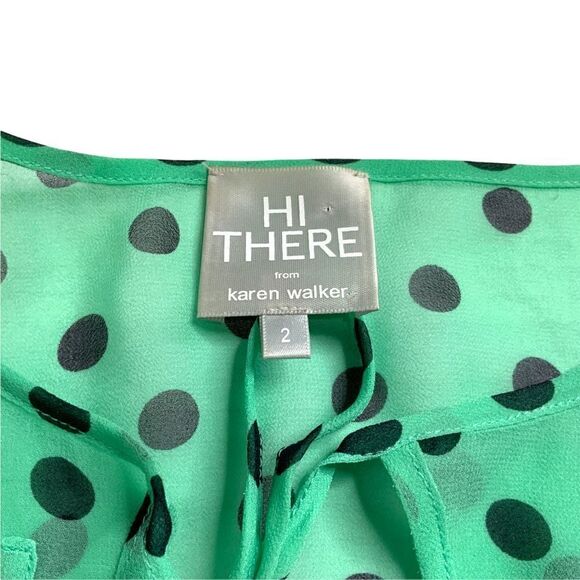 ANTHROPOLOGIE Hi There From Karen Walker Polka Dot Sheer Batwing Blouse Sz 2 - Picture 5 of 10
